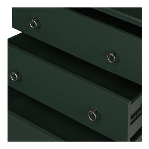 Reagan 3-Drawer Nightstand in Deep Green with Metal Handles