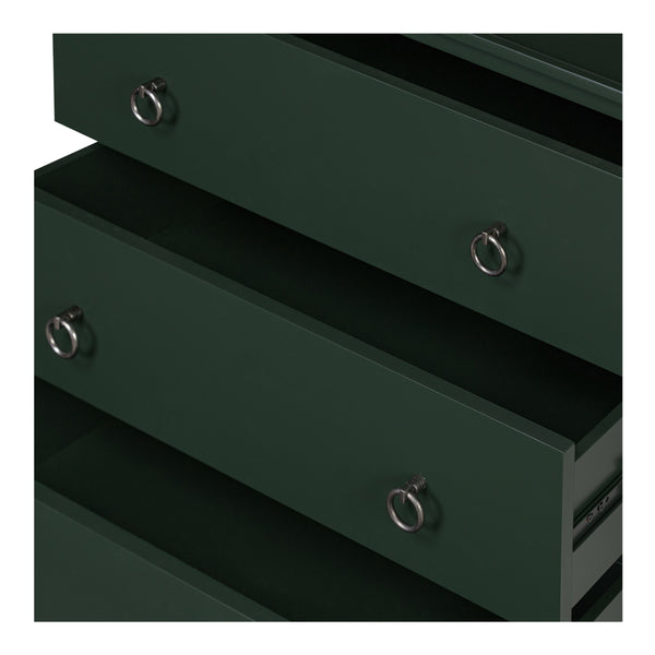 Reagan 3-Drawer Nightstand in Deep Green with Metal Handles