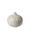 Jadiza II Medium White Glaze Floral Pattern Vase