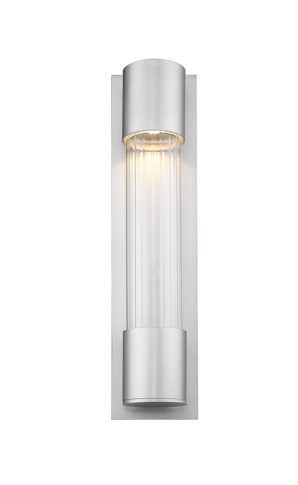 Striate 1 Light Outdoor Wall Sconce in Silver Finish