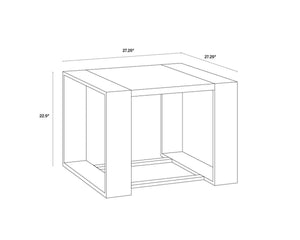 DALTON END TABLE - STAINLESS STEEL - HIGH GLOSS WHITE