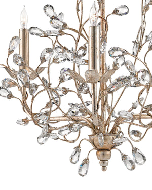 Crystal Bud Silver Small Chandelier In Silver Granello