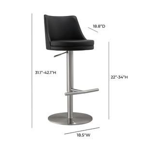 Reagan Black and Silver Adjustable Stool