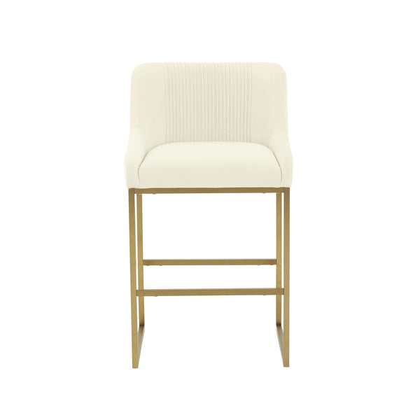 Lisa Cream Pleated Velvet Counter Stool