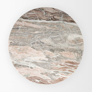 Allyson 54" Round Medium Brown w/ Pink Marble Pedestal Dining Table