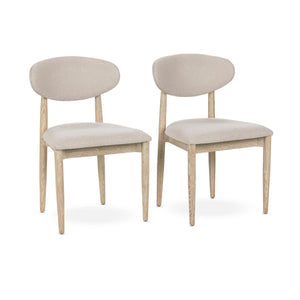 Tiber Upholstered Dining Chair Set of 2 in Cream Washed