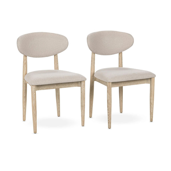 Tiber Upholstered Dining Chair Set of 2 in Cream Washed