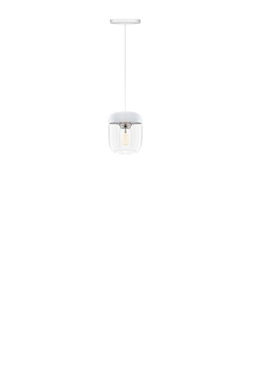 Acorn White and Steel Hardwired Pendant with LED Bulb
