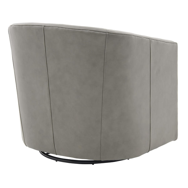 Walsh Top Grain Leather Swivel Arm Chair In Garrett Gray