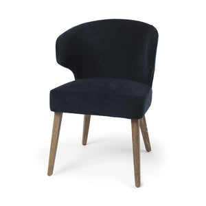 Niles 23.5L x 24.0W x 32.0H Navy Fabric Seat W/ Medium Brown Wooden Legs Wingback Dining Chair