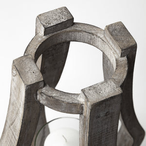 Brillion Small Rustic Wood Metal Table Candle Holder