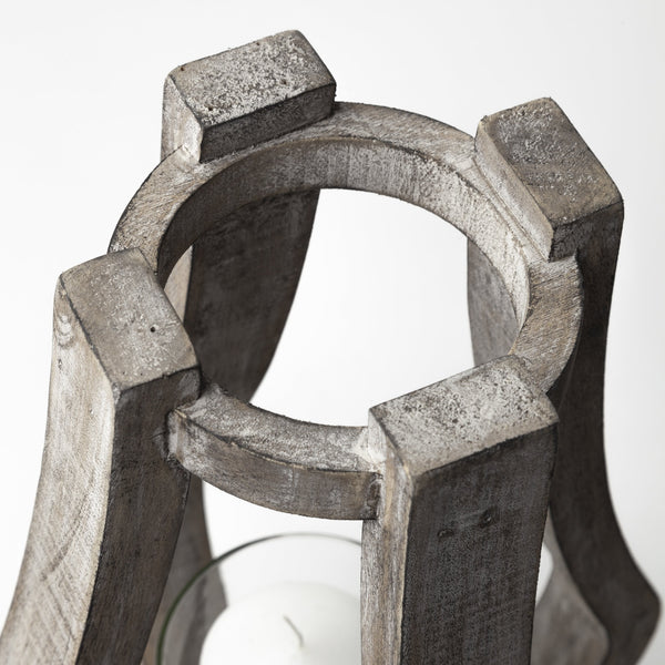 Brillion Small Rustic Wood Metal Table Candle Holder
