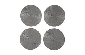 Ripple Wall Disk, Set Of 4, Resin, Large, Polished Aluminum