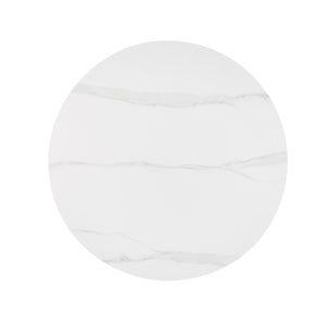 Geneva KD Ceramic Top 51" Round Dining Table w/ Gold Trim, Marble/Black  