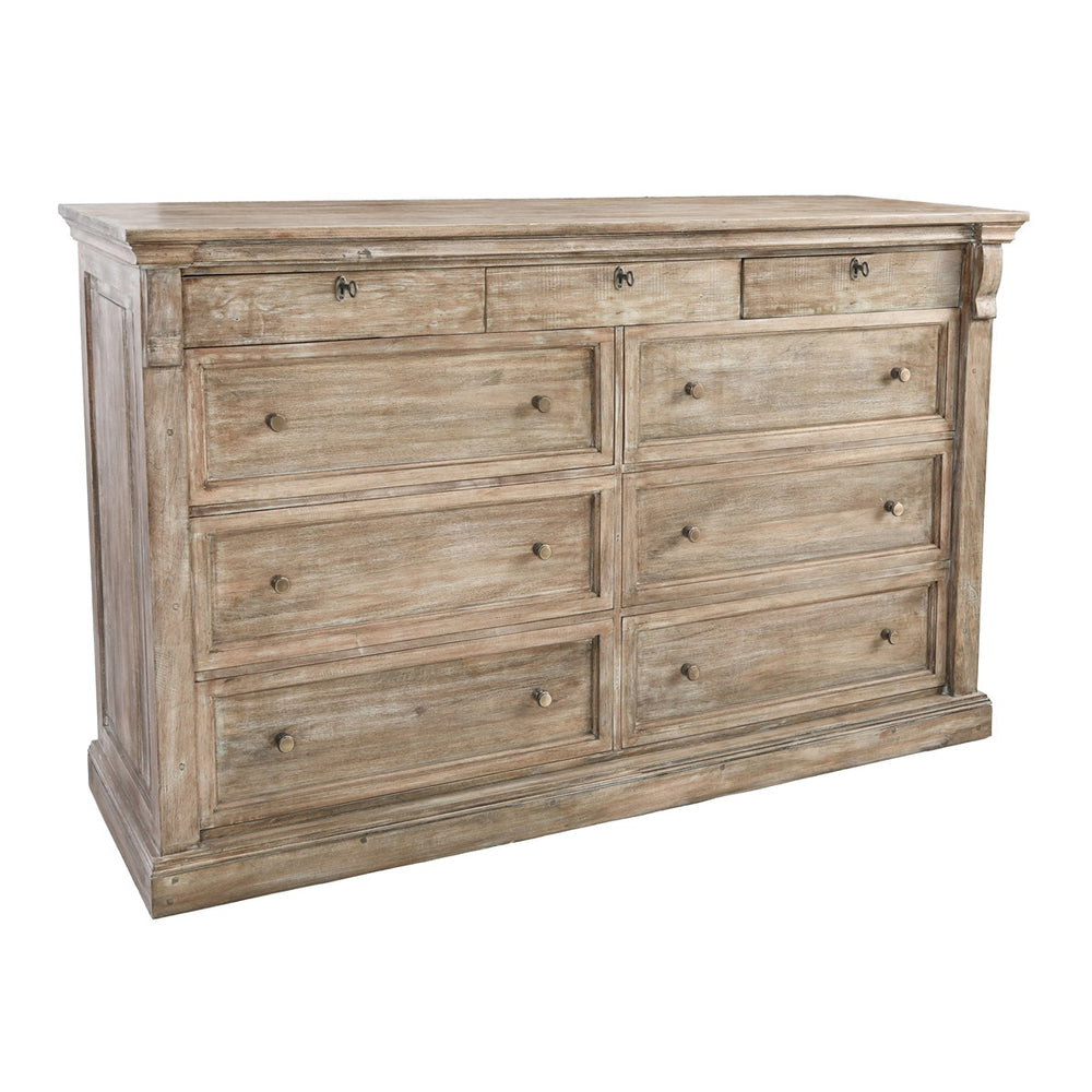 Adelaide Solid Wood 9-Drawer Dresser - Natural Cream Wash