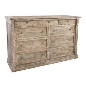 Adelaide Solid Wood 9-Drawer Dresser - Natural Cream Wash