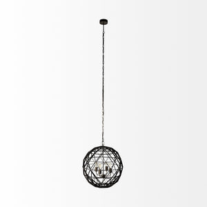 Dyson II (22.5"D) Black Metal Triangular Orb Four Bulb Chandelier