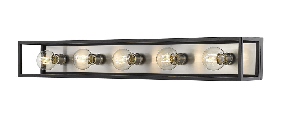 Kube 5 Light Vanity in Matte Black + Brushed Nickel Finish