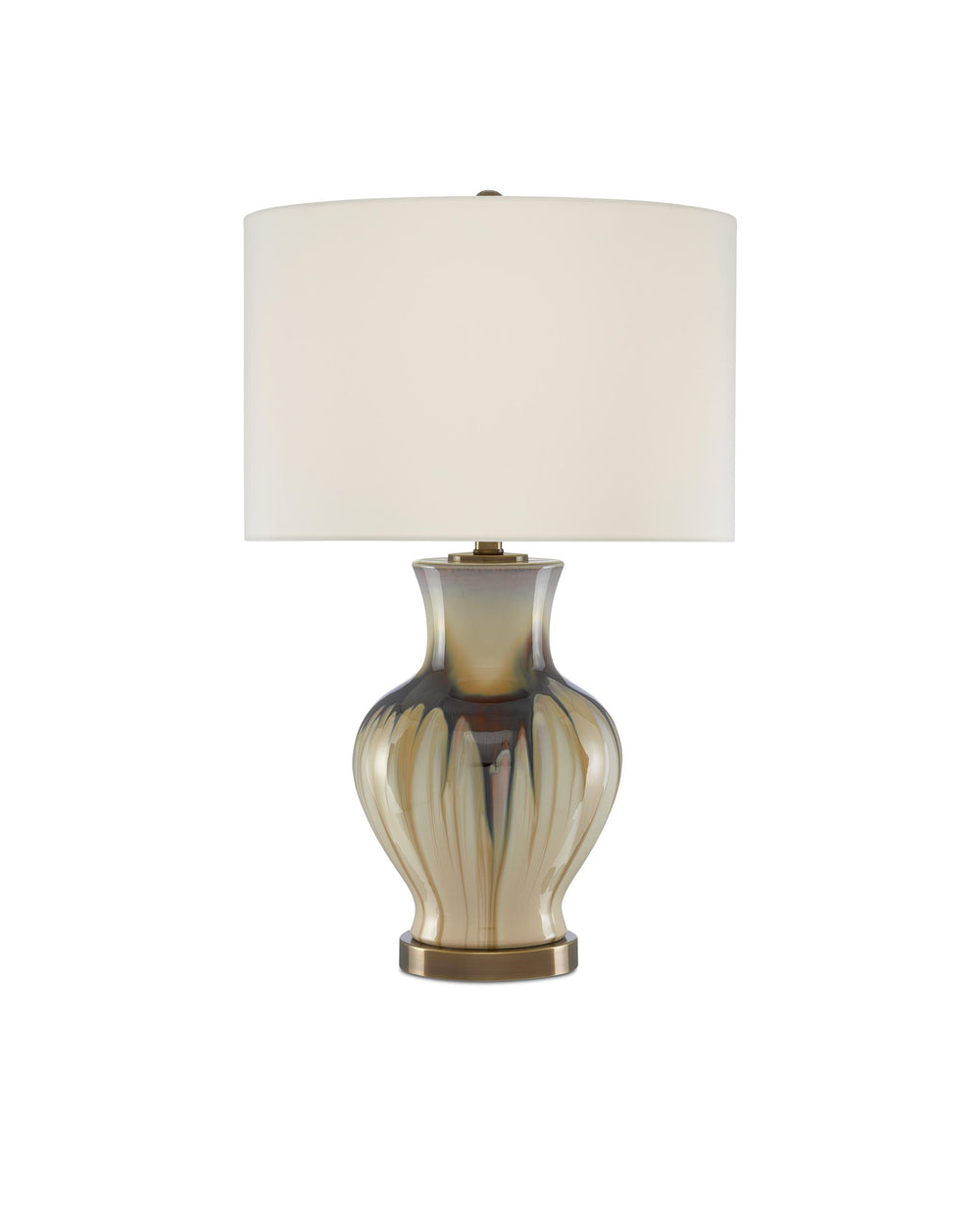 Muscadine Table Lamp In Cream & Brown & Antique Brass