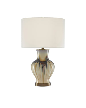 Muscadine Table Lamp In Cream & Brown & Antique Brass