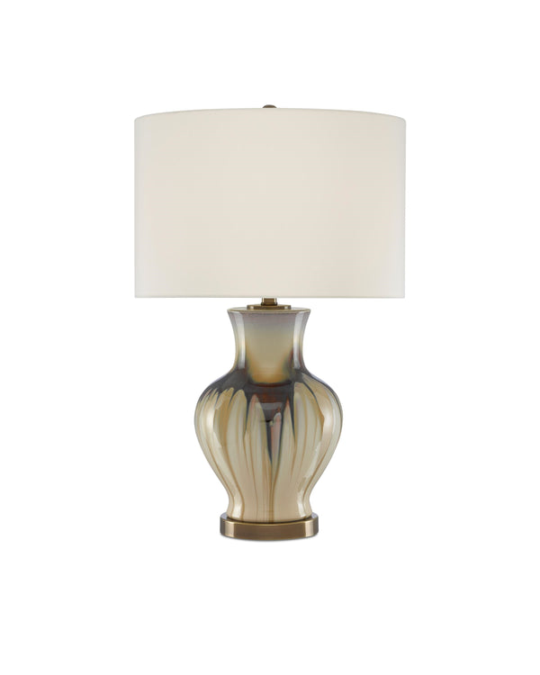 Muscadine Table Lamp In Cream & Brown & Antique Brass