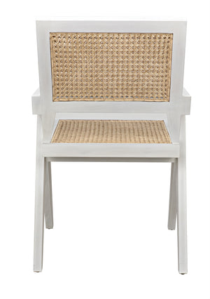 Jude Teak Chair with White Wash Finish and Caning