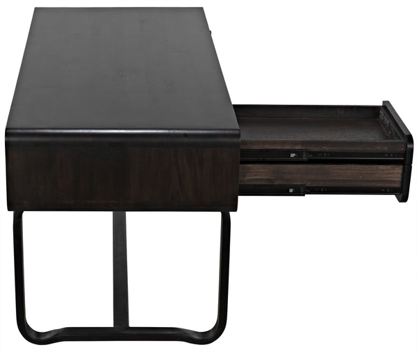 Voltes Ebony Walnut Desk with Matte Black Industrial Steel Base