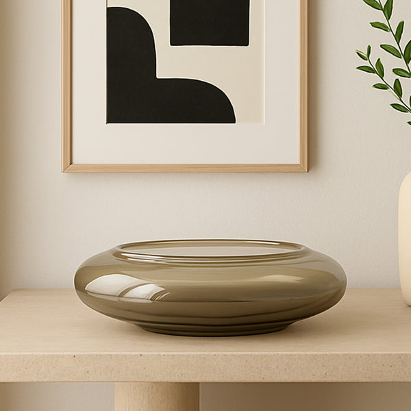 Moe's Polene Large Glass Bowl in Smoky Brown