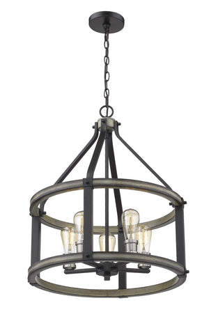 Kirkland 5 Light Pendant in Ashen Barnboard Finish