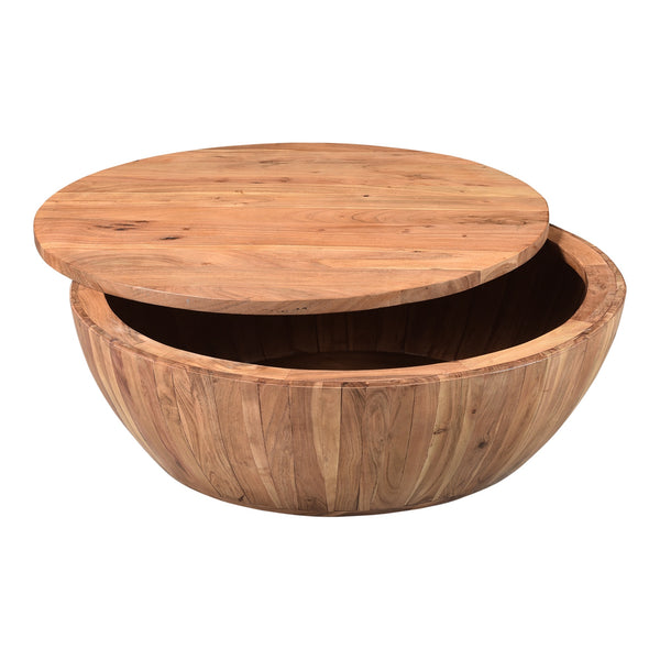Eske Coffee Table with Swivel Storage in Natural