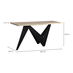 Moe's Bird Console Table Natural Oak with Iron Base