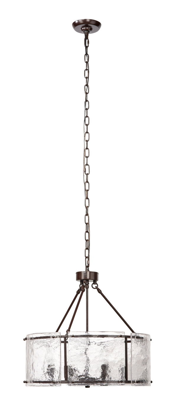 Glenn Large Round Metal 6-Light Chandelier, Bronze