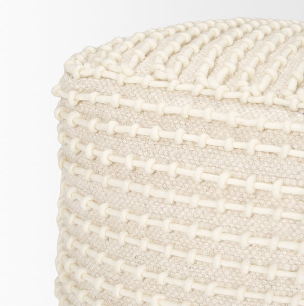 Sakaye Beige w/ Cream Stitched Patterned Pouf
