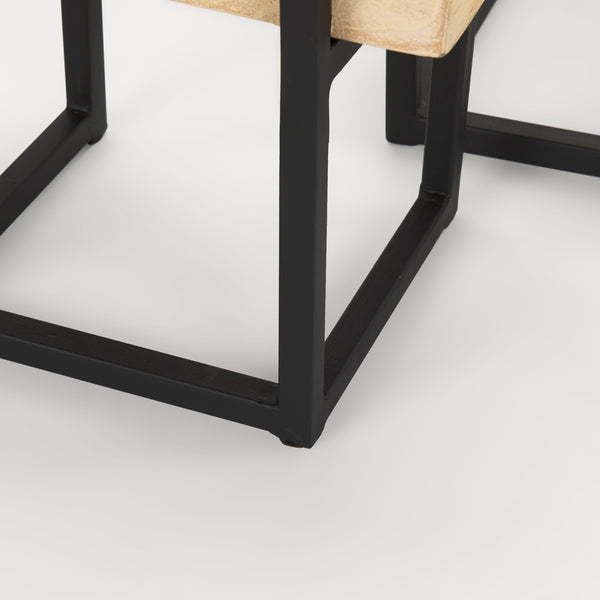 Jadine Set of 2  Beige Wood w/ Black Metal Arch Frames