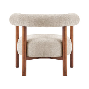 Vincent Chenille Accent Arm Chair Brown Legs, Grenada Cream 