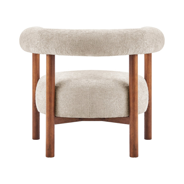 Vincent Chenille Accent Arm Chair Brown Legs, Grenada Cream 