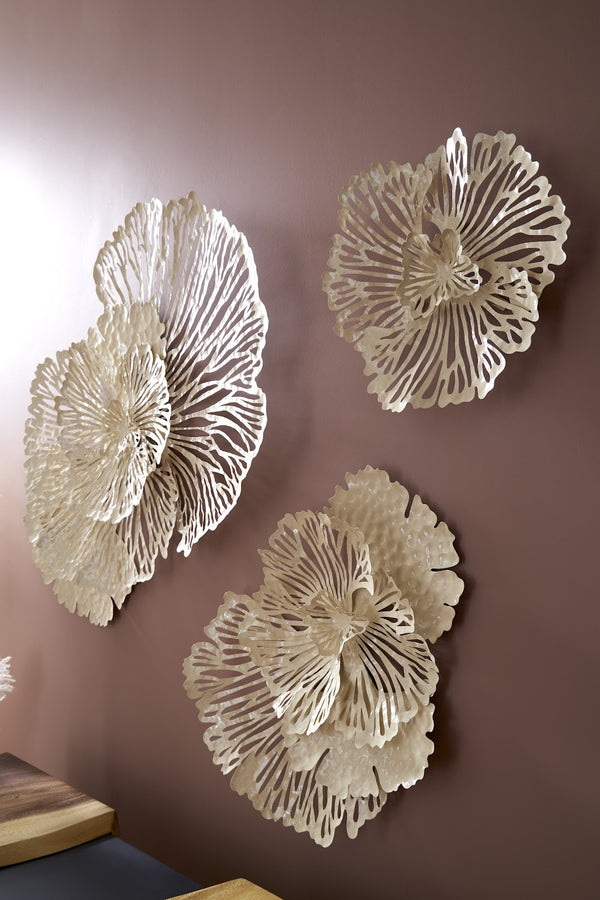 Flower Wall Art, Extra Small, Ivory, Metal