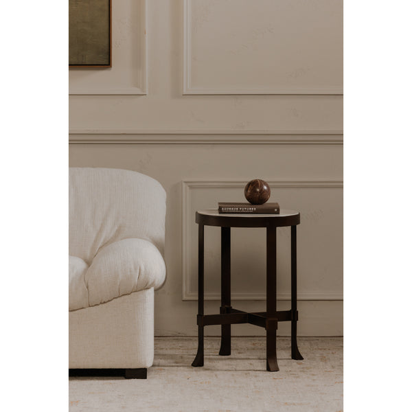 Moe's Holli Side Table White Marble with Bronze Frame