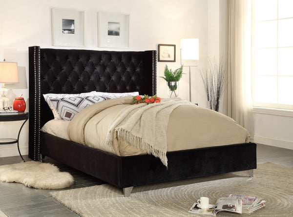 Isabel King Bed In Black Velvet