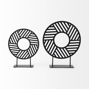Micra 11.0L x 3.0W x 13.4H Matte Black Metal Decorative Object on a Stand