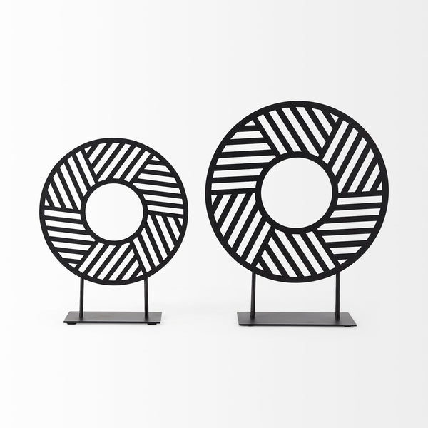 Micra 11.0L x 3.0W x 13.4H Matte Black Metal Decorative Object on a Stand