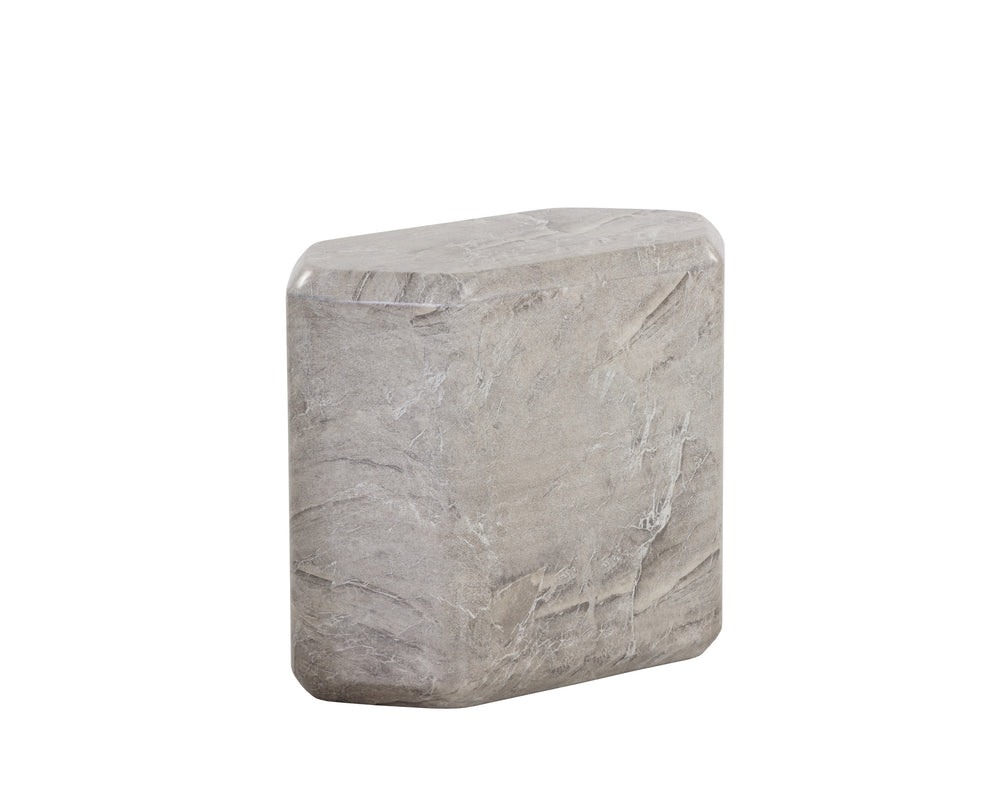 SPEZZA SIDE TABLE - LOW - MARBLE LOOK - GREY