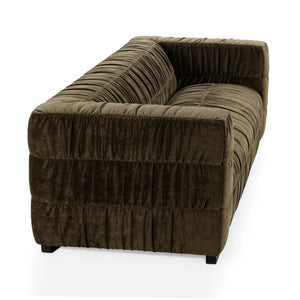 Afeela Upholstered Sofa in Fern Green with Ruched Upholstery