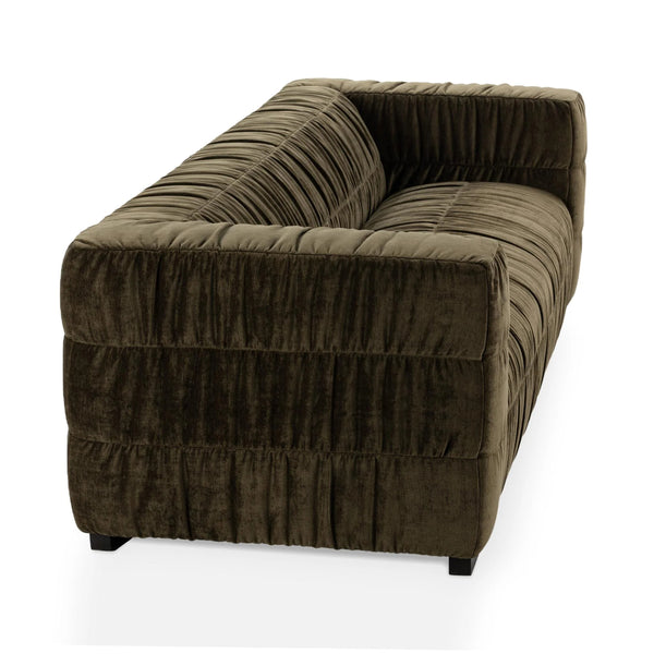 Afeela Upholstered Sofa in Fern Green with Ruched Upholstery