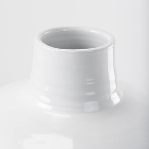 Amos 20.5L x 20.5W x 31.9H White and Dark Beige Color Blocked Ceramic Floor Vase