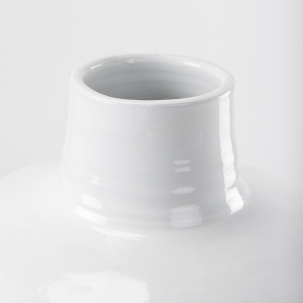 Amos 20.5L x 20.5W x 31.9H White and Dark Beige Color Blocked Ceramic Floor Vase