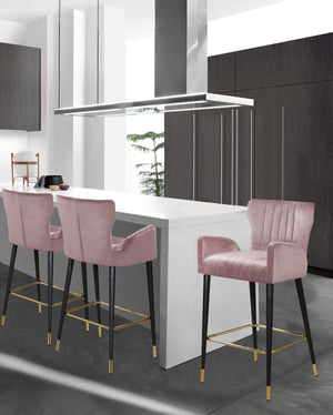 Alonzo Stool In Pink Velvet