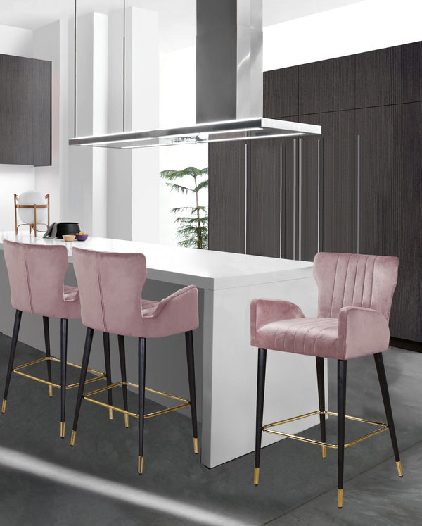 Alonzo Stool In Pink Velvet