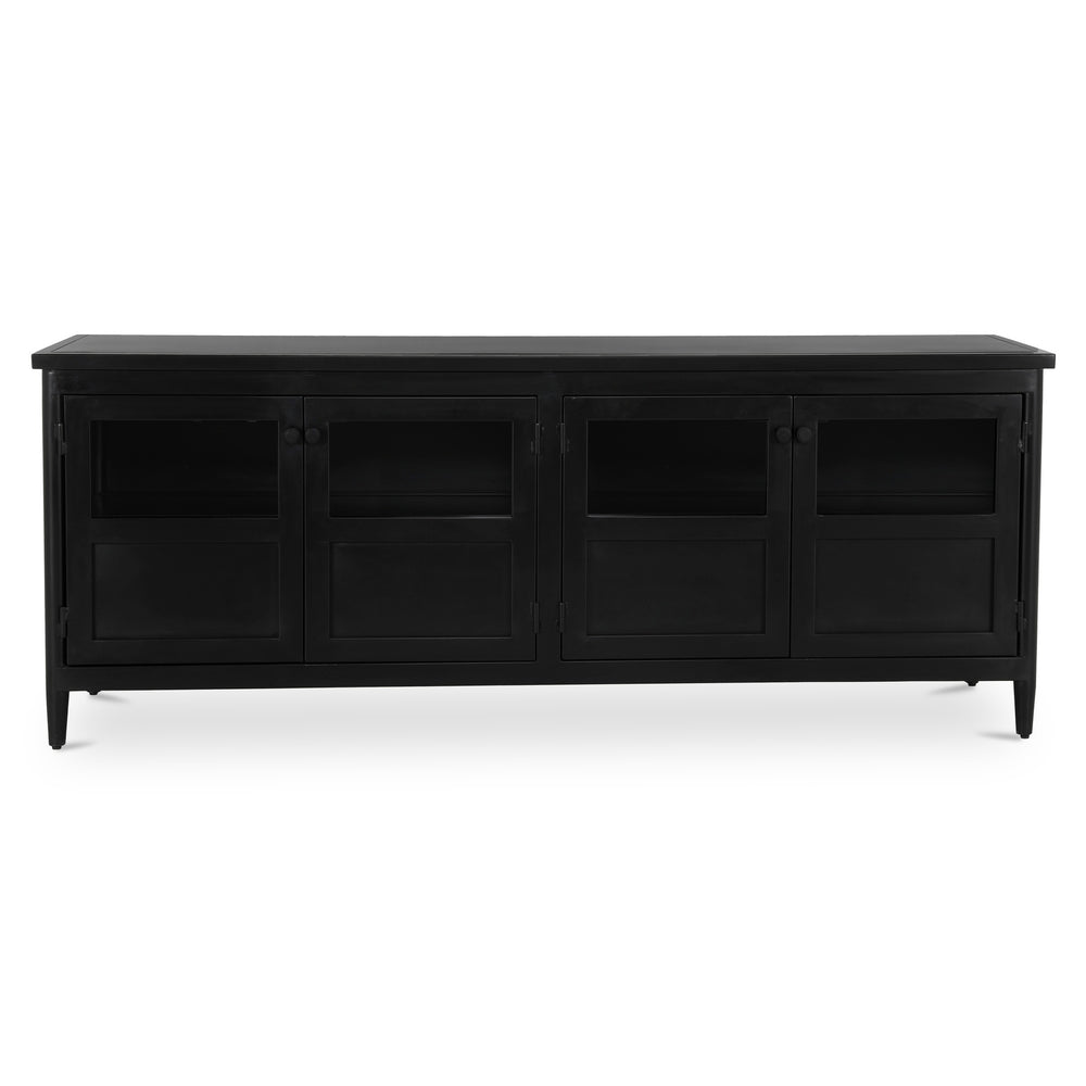 Henry Metal Media Unit with Glass Doors in Black