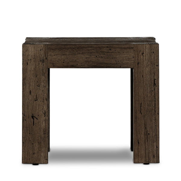 Abaso End Table - Ebony Rustic Wormwood Oak